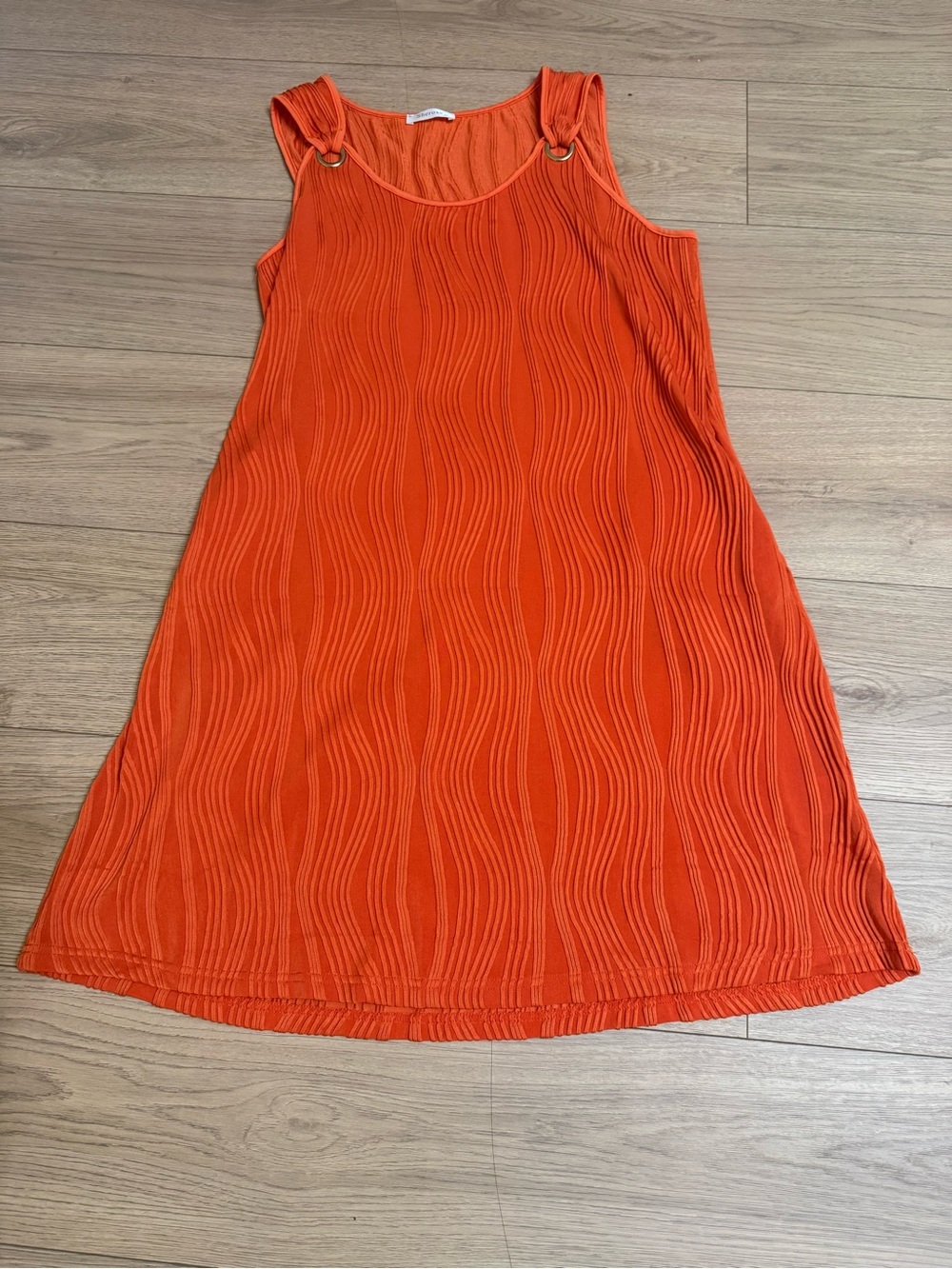 Bright Orange Sleeveless A-Line Dress with Ring Strap Detail